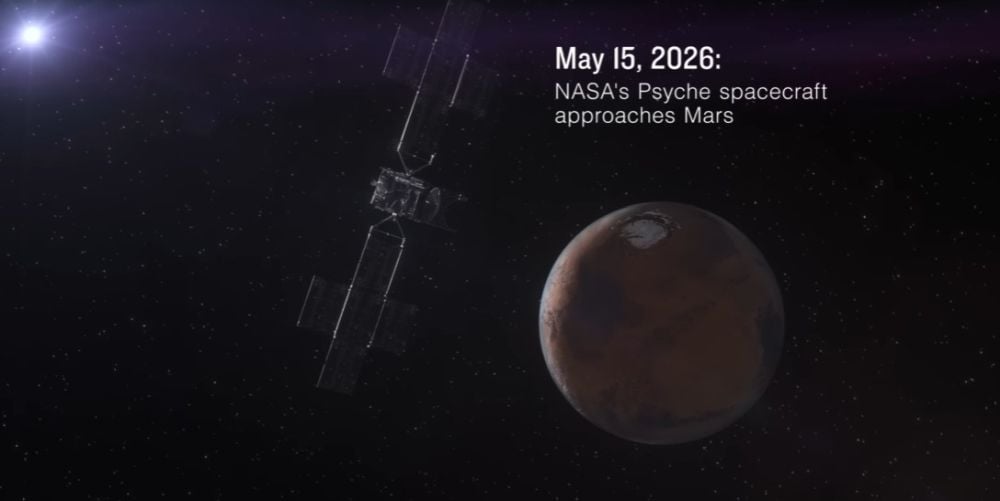 Космический аппарат NASA Psyche заснял таймлапс видео пролетая мимо Марса
